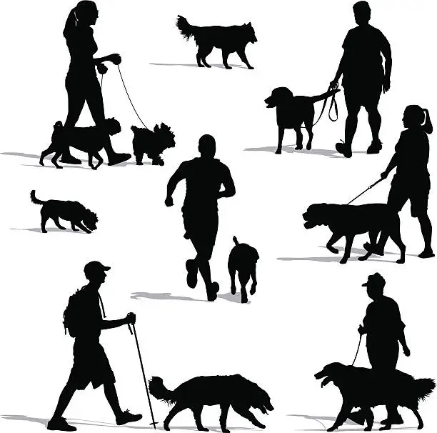 Vector illustration of Dog Walkers