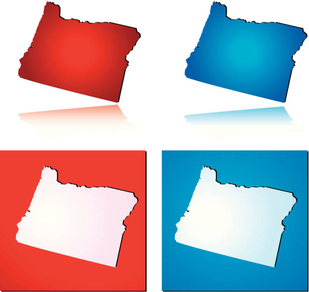 Red Blue Oregon vector art illustration