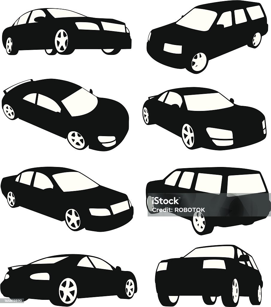 Isolated silhouettes of modern cars Car silhouettes (fictitious cars). Car stock vector