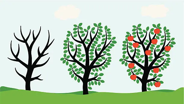 Vector illustration of Hundred Tree Progress Chart
