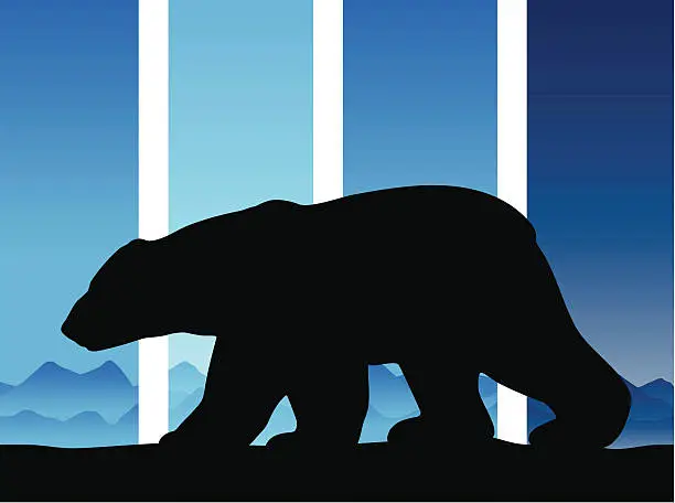 Vector illustration of Polar bear silhouette in the arctic