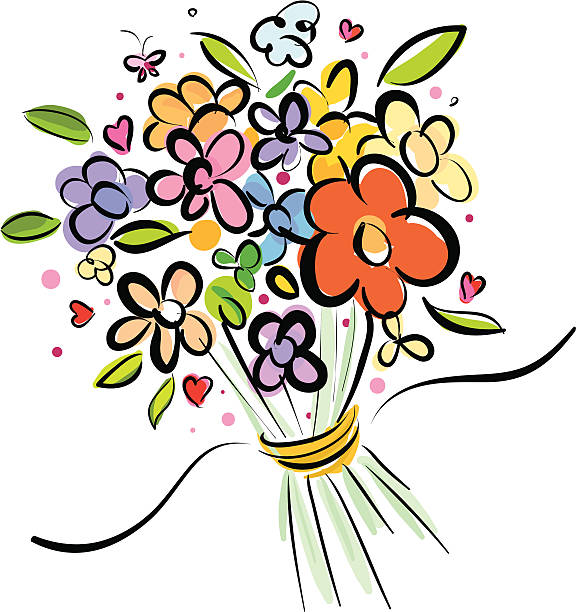 ilustraciones, imágenes clip art, dibujos animados e iconos de stock de conjunto de flores - ramos