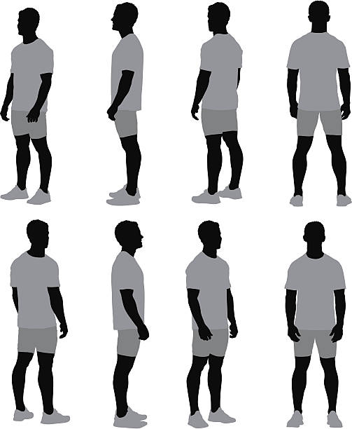 несколько изображения человек стоя - male sportsman front view vertical stock illustrations