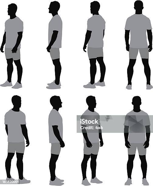 Multiple Images Of A Man Standing Stock Illustration - Download Image Now - Men, Side View, Outline