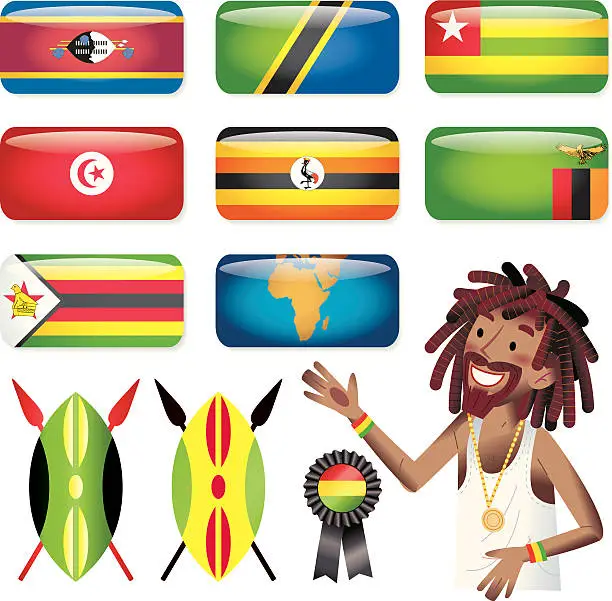 Vector illustration of Africa (S-Z) Rectangular Flags.