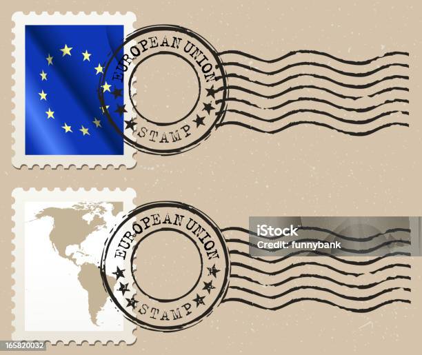 Ilustración de Unión Europea Sello Postal y más Vectores Libres de Derechos de América del Sur - América del Sur, Azul, Bandera de la Comunidad Europea