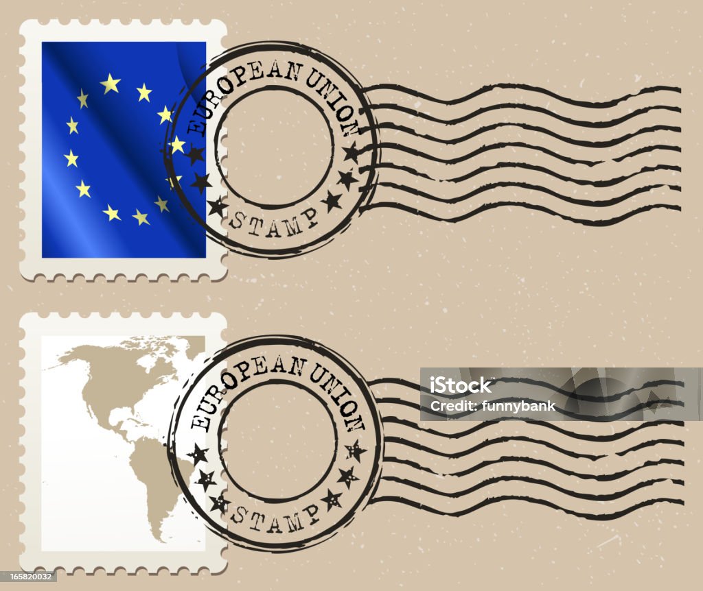 Unione europea Francobollo postale - arte vettoriale royalty-free di A forma di stella