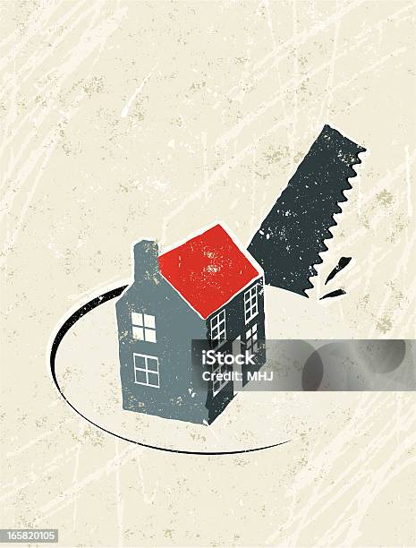 Ilustración de Casa Con Sierra Y Orificio Pasante y más Vectores Libres de Derechos de Casa - Casa, Raro, Embargo hipotecario
