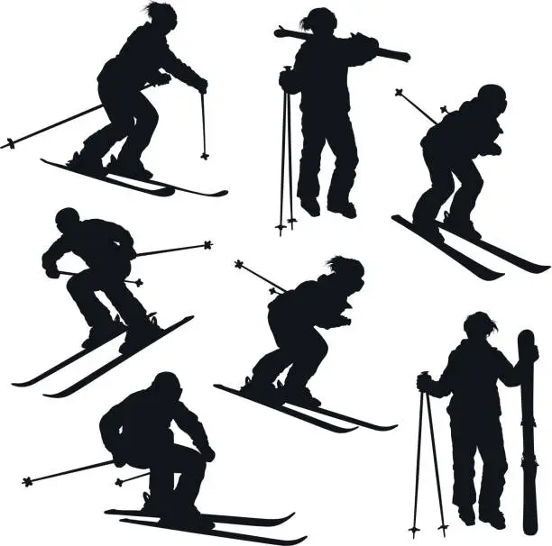 Vector illustration of Skier silhouettes