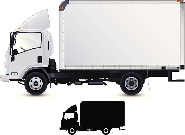 istock White truck and black truck silhouette isolated on white 165820124