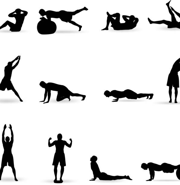 ćwiczyć - exercising relaxation exercise sport silhouette stock illustrations