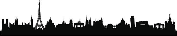 ilustraciones, imágenes clip art, dibujos animados e iconos de stock de vista de los edificios de la ciudad (edificios europeos están detalladas, móviles y completa - pantheon paris paris france france europe