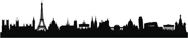 Vector illustration of European Skyline (Buildings Are Detailed, Moveable and Complete)