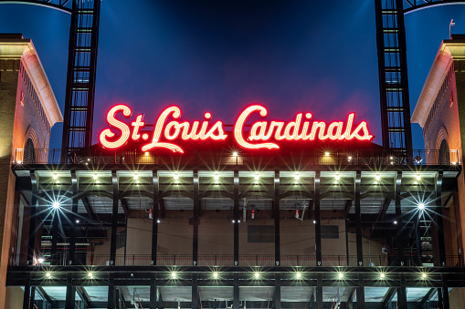 St. Louis, Missouri, USA - September 17, 2022: Busch Stadium is where the Major League Baseball team the Cardinals play.