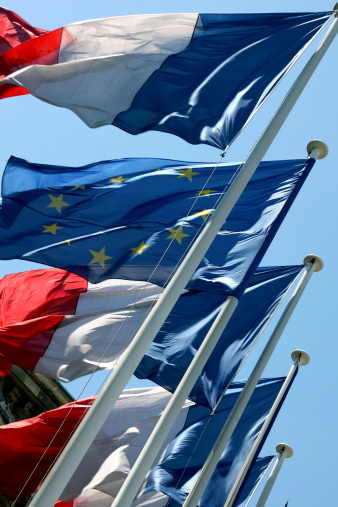 French and European Flags.