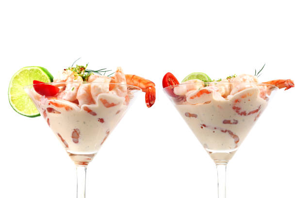 rows of shrimp cocktails at a restaurant in California