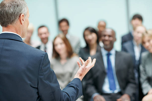 istock Male leader speaking during business conference 165823087