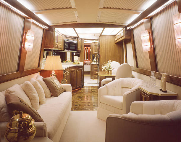 Luxury motorhome interior stock photo