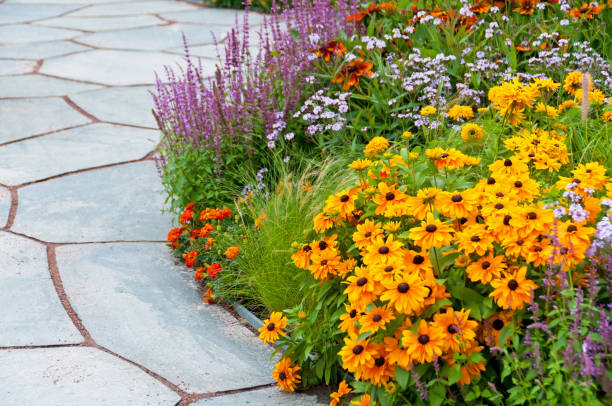Flowerbed and slates