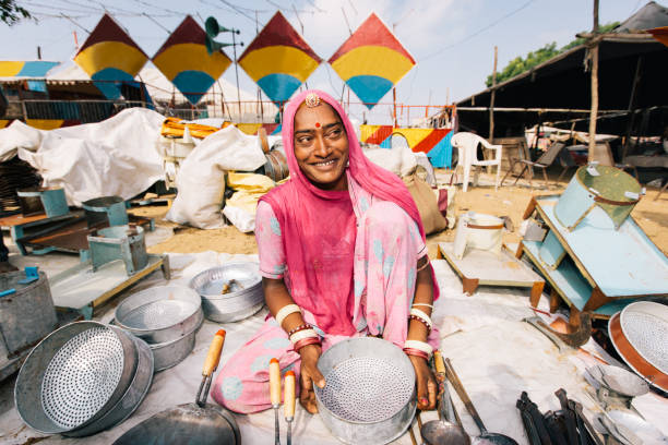 India Market Stall Woman