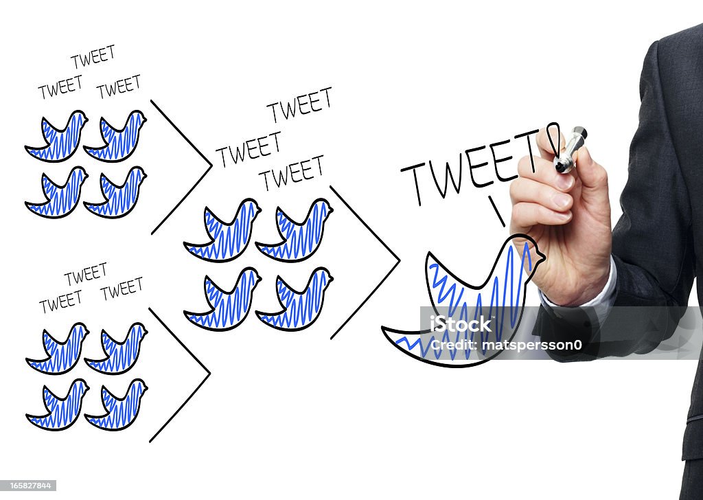 Illustrating the concept of communication  for business Illustrating the concept of communication , how many small tweets can become something big and useful for businesses. Bird Stock Photo