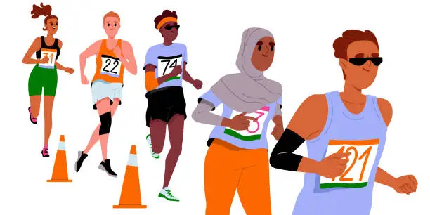 Vector illustration of Group of people running race vector