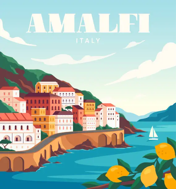 Vector illustration of Coast of italy poster vector