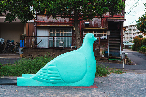 Playground equipment in the shape of a dove.