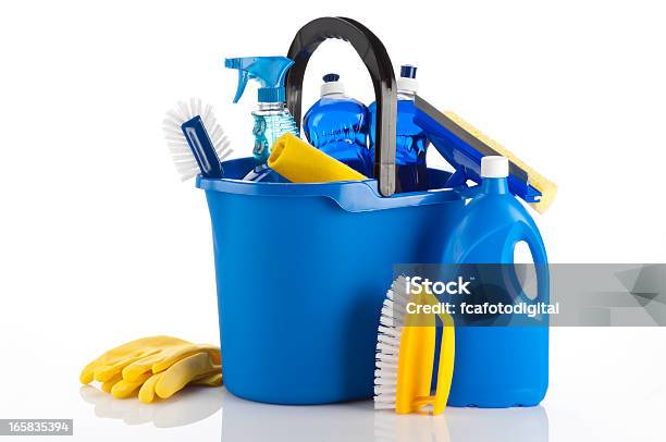 Cleaning Supplies Stock Photo - Download Image Now - Cleaning, Cleaning Product, White Background