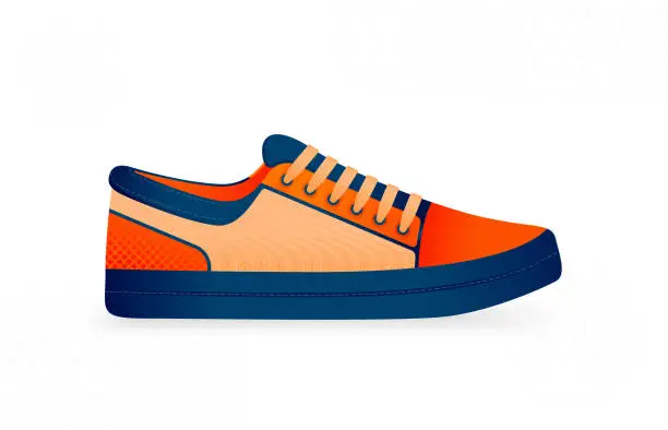 Vector illustration of Casual orange sneakers with tightly stitched canvas material for fashion needs, parties, school, college, walking, playing and running