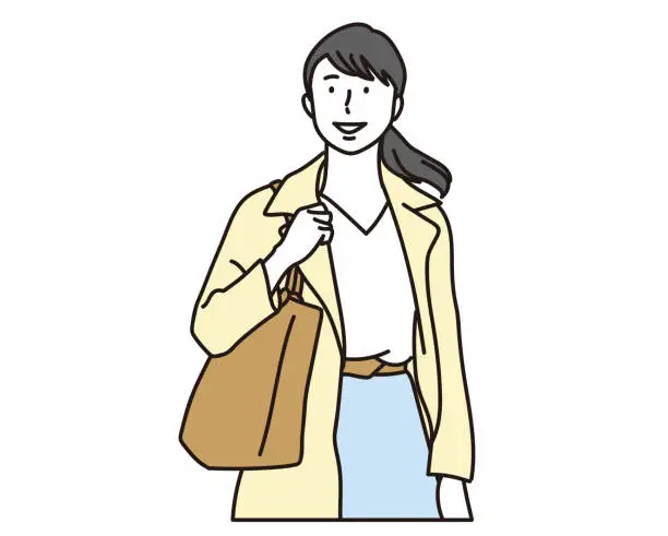 Vector illustration of woman walking in coat