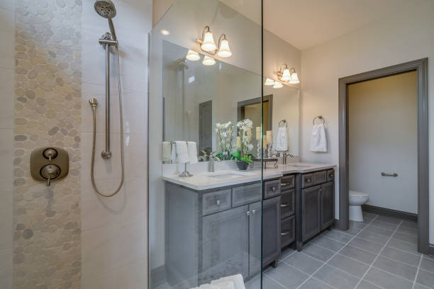 istock All glass shower in lovely bathroom 1658434484
