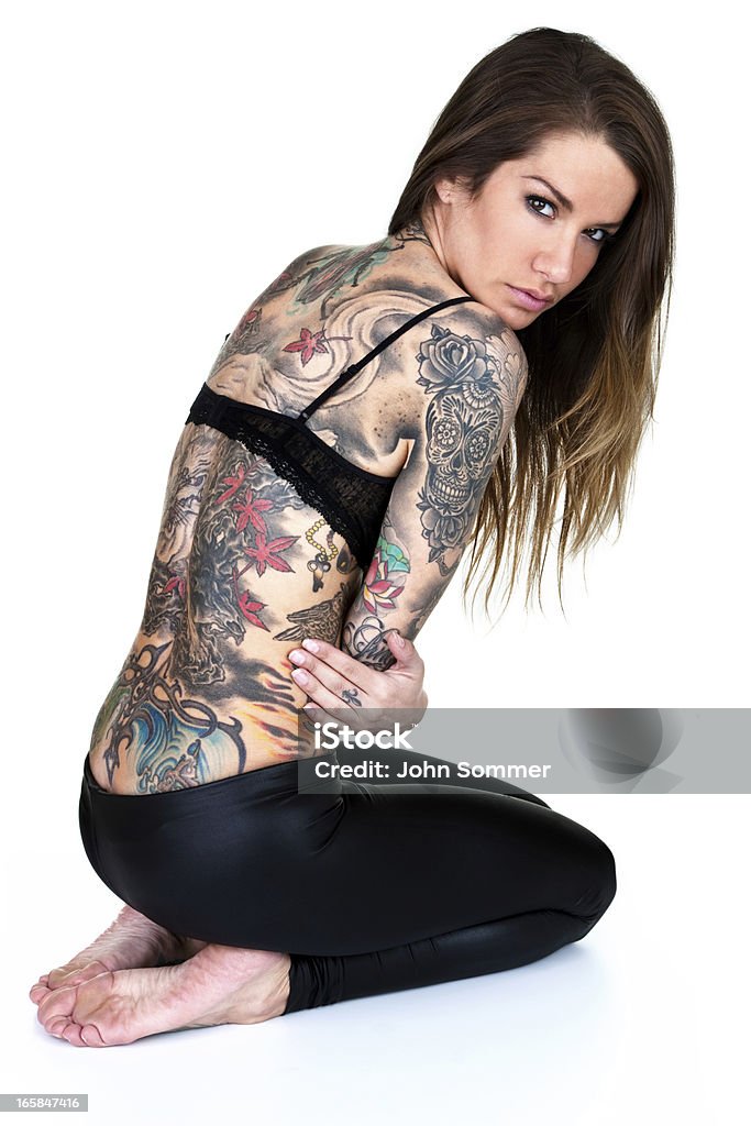 Wunderschöne tattooed Damen - Lizenzfrei Bedecken Stock-Foto