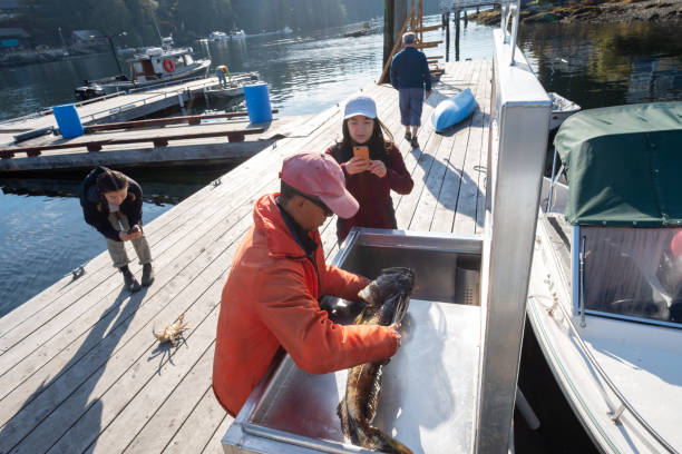 istock Senior Asian Man Teaching Younger Generation Fish Cleaning, Crabbing 1658489299
