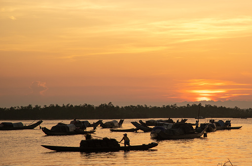 Early morning on Quang Loi lagoon of Tam Giang lagoon system, Thua Thien Hue province