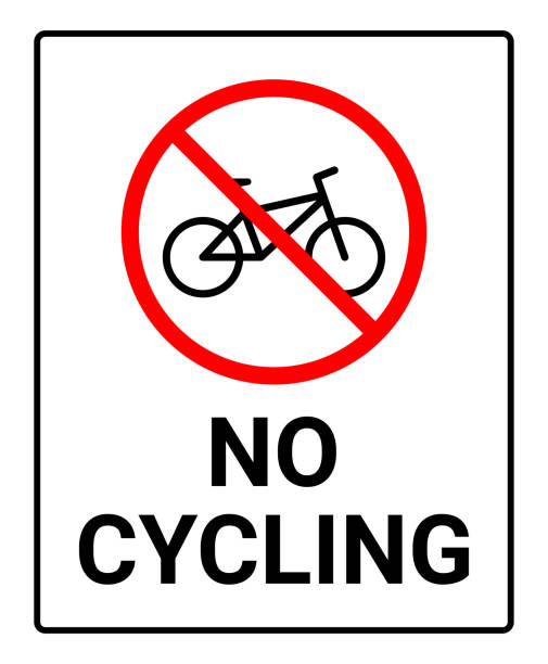 No Cycling Sign Vector illustration The "No Cycling Sign Vector Illustration" is a graphic symbolizing areas where cycling is prohibited. This vector illustration effectively communicates the restriction on bicycle usage, making it ideal for use in public spaces, pedestrian zones, or areas where cycling poses safety or regulatory concerns. Enhance your signage with this clear and easily recognizable symbol to ensure compliance with no-cycling regulations. no cycling sign stock illustrations