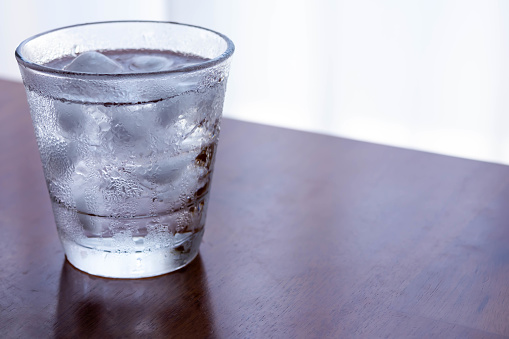 glass of cold water and ice
