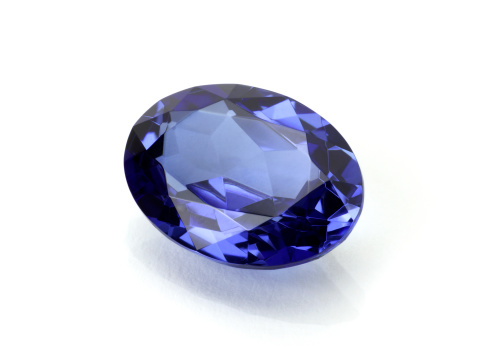 Oval Sapphire or Tanzanite on White.