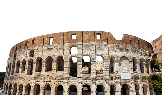 Colosseum isolated on white background, Rome Italy