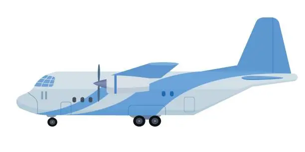Vector illustration of Cartoon cargo plane. Vector illustration isolated on white background.