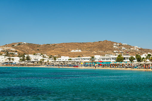 Ornos beach, Mykonos island, Cyclades, Greece.