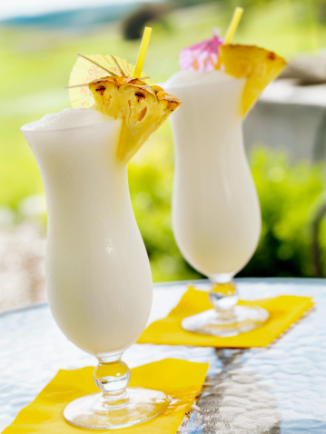 Pina Colada Cocktail on an Outdoor Patio  - Photographed on Hasselblad H3D2-39mb Camera