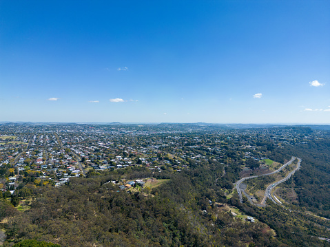 Panoramic view of Morgan Hill, a mainly residential and agricultural town in Santa Clara County, California; residential neighborhood visible in the foreground
