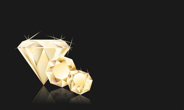 istock Vector horizontal banner with 3d realistic precious sparkling stones, diamonds on a black background with reflection. Design template. 1658586766