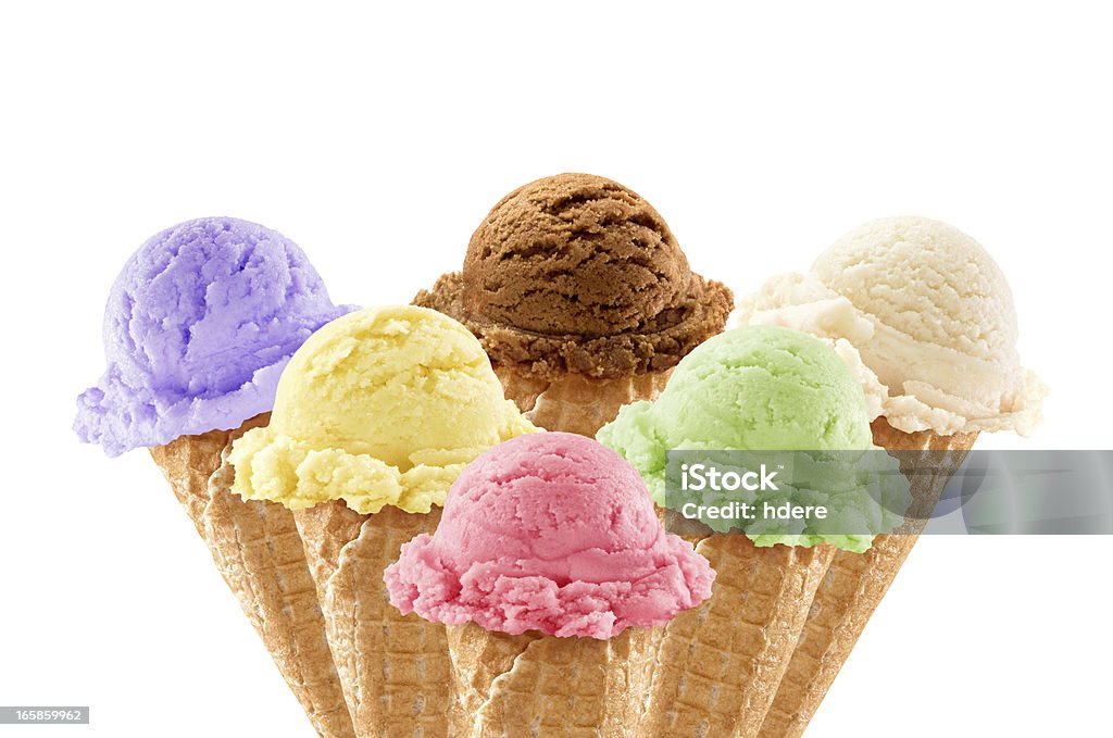 Colorful ice creams Six different ice cream scoops. Also all different from each other, not variation.   Ice Cream Stock Photo
