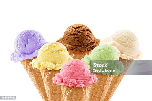 Colorful Ice Creams Stock Photo - Download Image Now - Ice Cream, Ice Cream Cone, Serving Scoop