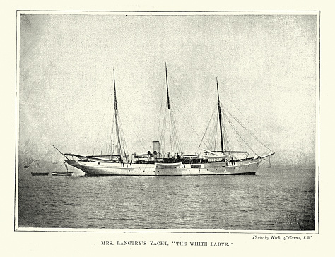 Vintage illustration The Yacht, The White Ladye a steam yacht built in 1891 by Ramage & Ferguson of Leith, Victorian, 1890s, 19th Century