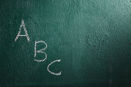 alphabet a b c on the chalk board
