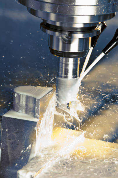 istock Milling machine in operation cutting steel 165867233