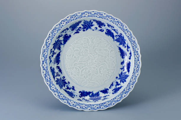 istock Antique blue and white porcelain plate 1658680655